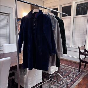 Mini Boden Corduroy Coat with Red Polka Dot Lining